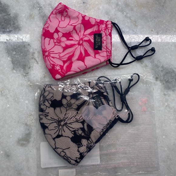 Victoria's Secret Accessories - Victoria's Secret Set of 2 Lace Reusable Face Masks